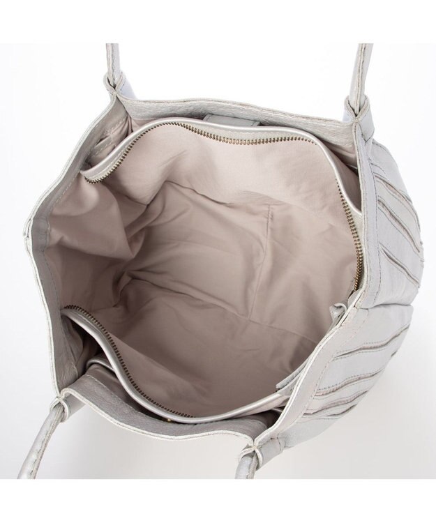 UNBILLION ピークスピーク PEAKS PEAK / ソフトレザーマルチストライプトート シルバー