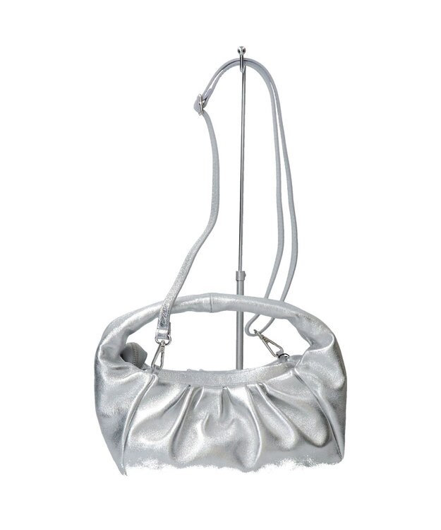 INTER-CHAUSSURES 【ANDREA CARDONE ITALI】ギャザーレザーホーボーバッグ シルバー