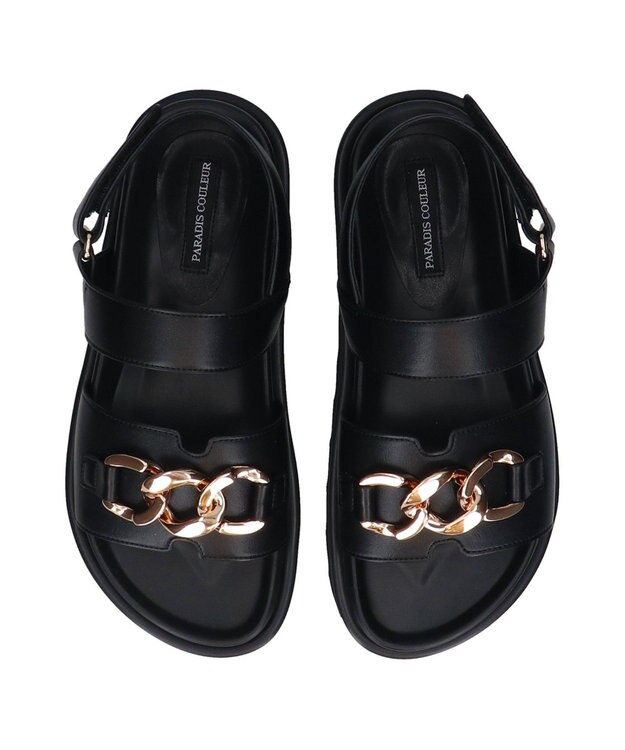 Bridget Birkin 【PARADIS COULEUR】メタルチェーン厚底フットベッドサンダル ブラック