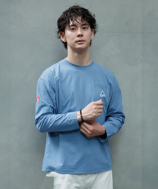 SHARE PARK MENS 【UVケア・吸水速乾・ストレッチ・軽量 】エンブレムTシャツ（L・XLサイズ） ブルー系