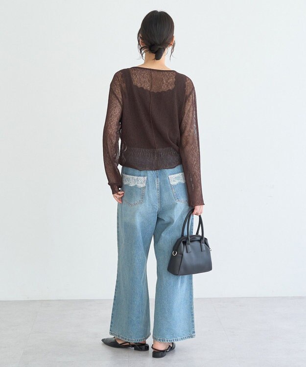 earth music&ecology 総レースホルターネックキャミソール Black