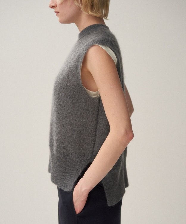 ATON SUPER KID MOHAIR | クルーネックベスト CHRACOAL GRAY