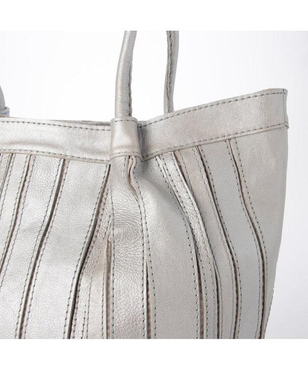 UNBILLION ピークスピーク PEAKS PEAK / ソフトレザーマルチストライプトート シルバー