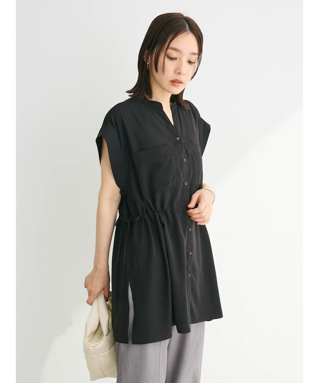 Green Parks ウエストドロストフレンチスリーブチュニック Black