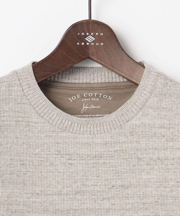 JOSEPH ABBOUD 【オリジナルオーガニックコットン使用/サスティナブル/伸縮/保形性】JOE COTTON ワッフル クルーネックＴシャツ ベージュ系