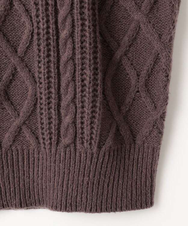 Feroux 【洗える】金釦ケーブル ニット ダークブラウン系