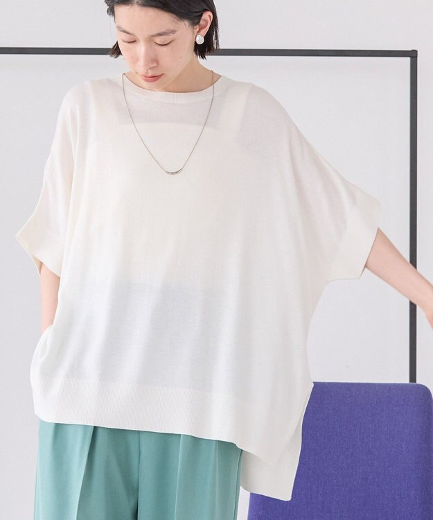 AMERICAN HOLIC 接触冷感サイドスリットニットプルオーバー Off White