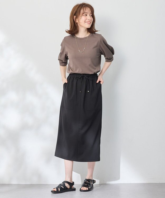 ANY 【セットアップ可能/UVケア/接触冷感/ストレッチ】イージーケアタイトスカート ブラック