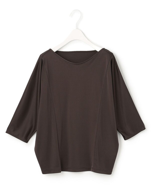 ICB 【洗える】トリアセサテンスムース 7分袖プルオーバー ダークブラウン系