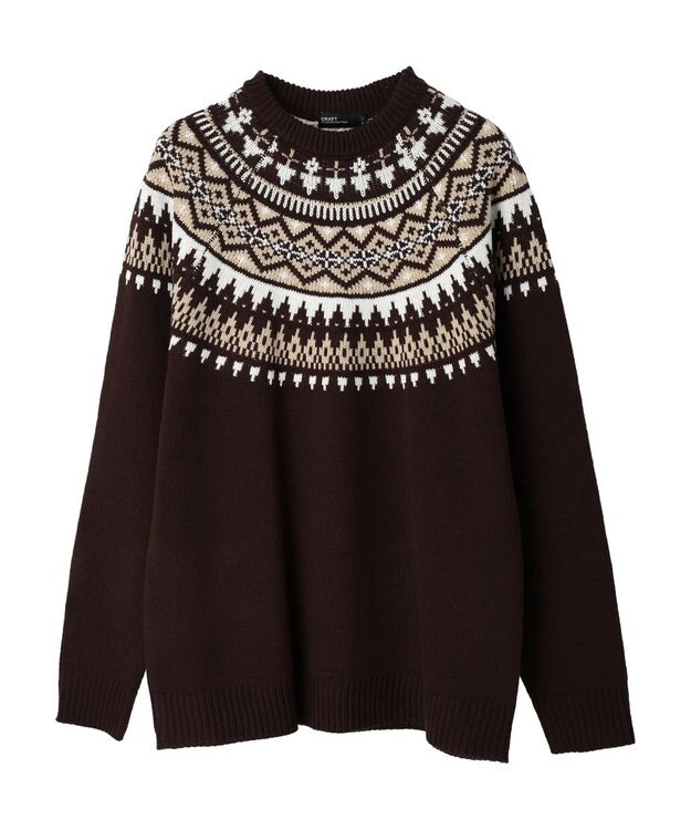 CRAFT STANDARD BOUTIQUE 【男女兼用】求心柄クルーネックニット Brown