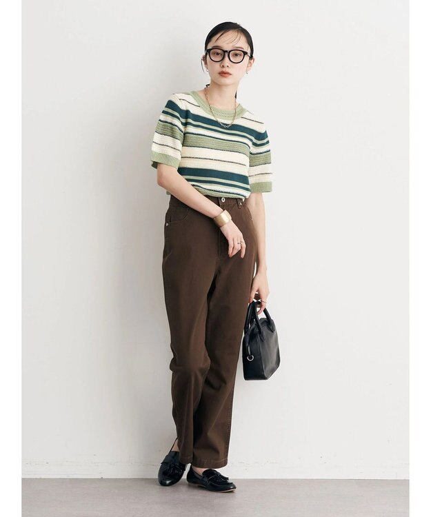 earth music&ecology カラーフレアパンツ Dark Brown