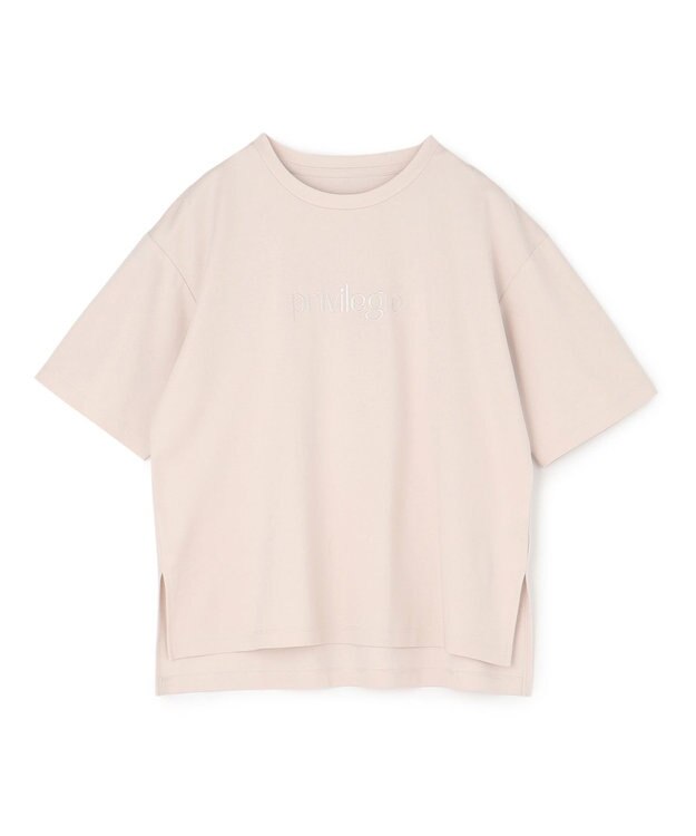 UNFILO L BEAUTY FORM ロゴ刺繍 半袖Tシャツ グレージュ