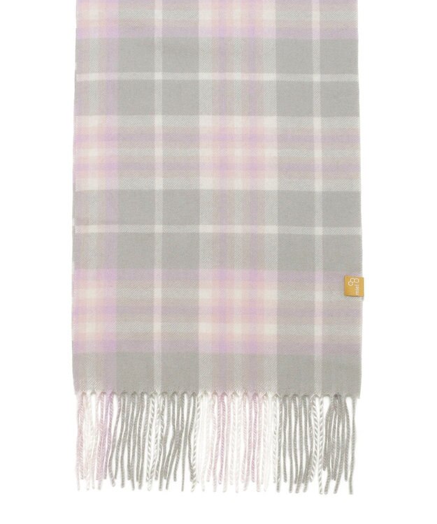 MOONBAT WEB限定【洗える】ミエル (miel) カシミヤ100％ チェックマフラー ライトグレー