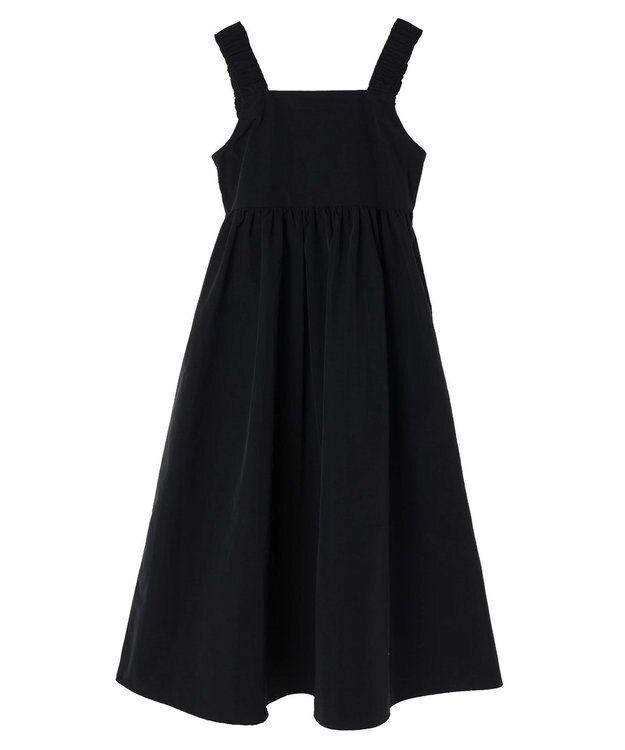Green Parks ａ．肩ひもギャザーノースリワンピース Black