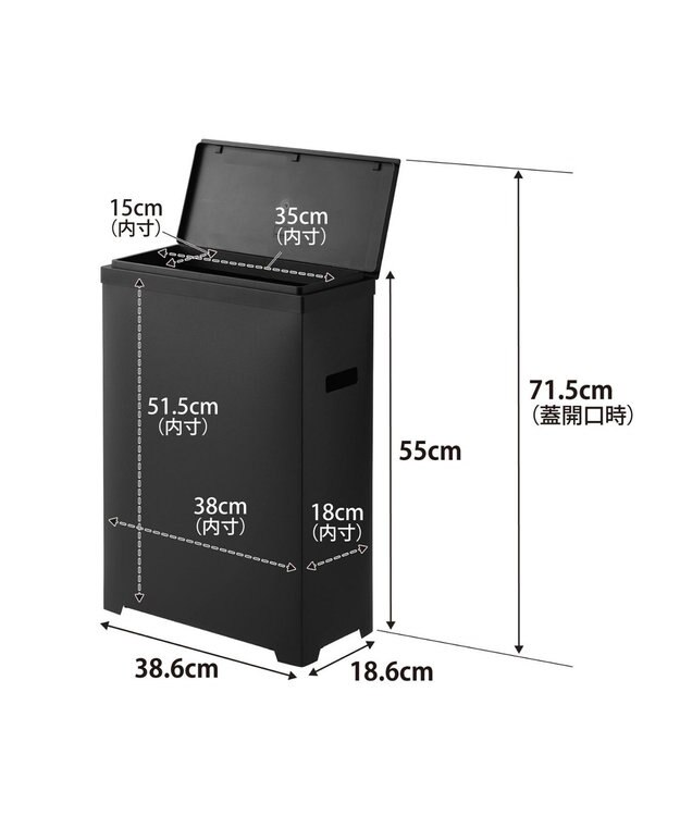 tower スリム蓋付きゴミ箱 タワー 横開きタイプ 2個組 ブラック ブラック