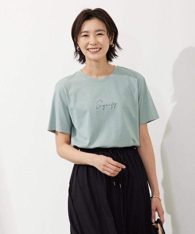 J.PRESS LADIES バック フォト Tシャツ ライトグリーン系