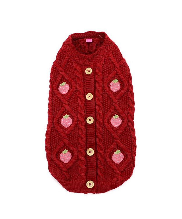 PET PARADISE ペットパラダイス アランニット 苺柄 《レッド》 小型犬 レッド