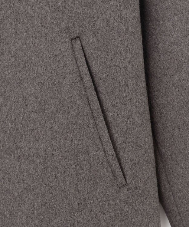 ANY 【防風裏地】ウールブレンドノーカラーコート チャコール