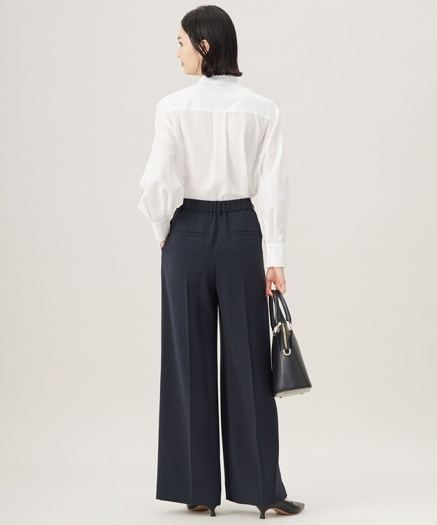 自由区 【セットアップ対応・洗える】トリアセダブルクロス ワイドパンツ ネイビー