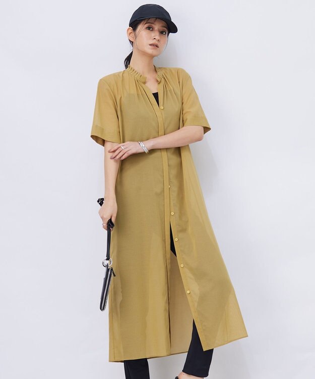 ICB 【洗える】ハイツイストコットンボイル ワンピース クレイベージュ系