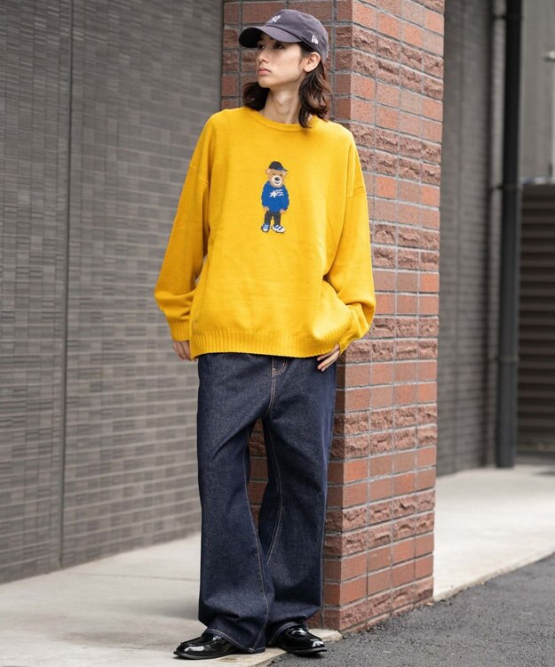 WEGO 【ユニセックス着用ITEM/MLサイズ展開】ジャガードアニマルプルオーバー イエロー