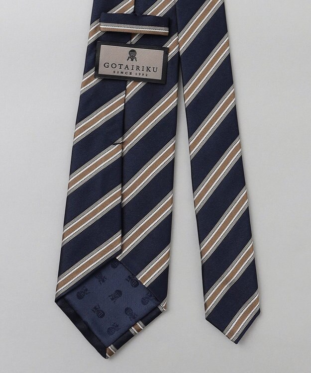 GOTAIRIKU  GOTAIRIKU別注【日本製】シルク ネクタイ_レジメンタル柄 ネイビー×ブラウン