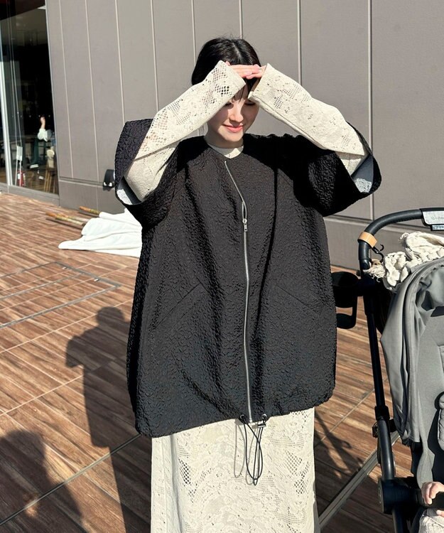 Green Parks AnriettMusee フロントジップジャガードブルゾン Black