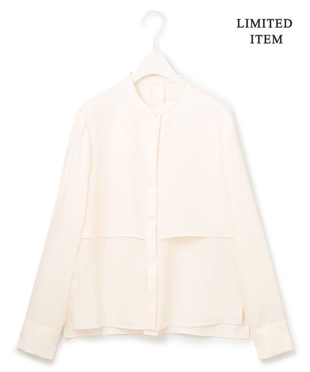 ICB 【WEB限定・洗える】シルキーツイル  クロップドシャツ オフホワイト系