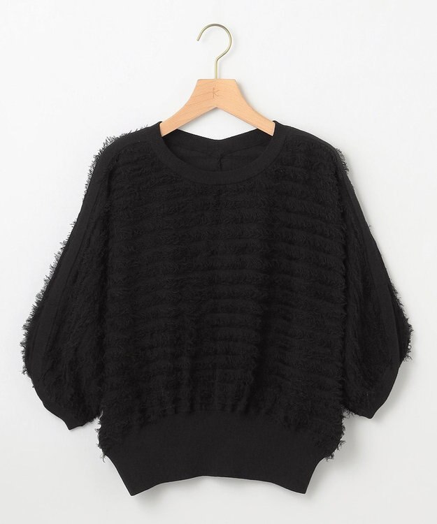 組曲 【WEB限定】カットジャガードドルマンスリーブ ニット ブラック系