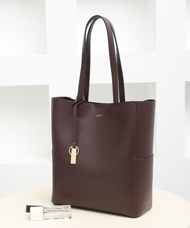 style code 【 A4サイズ収納可能 】【WEB限定商品】キーリングチャーム付き　軽量 ラージトートバッグ ダークブラウン