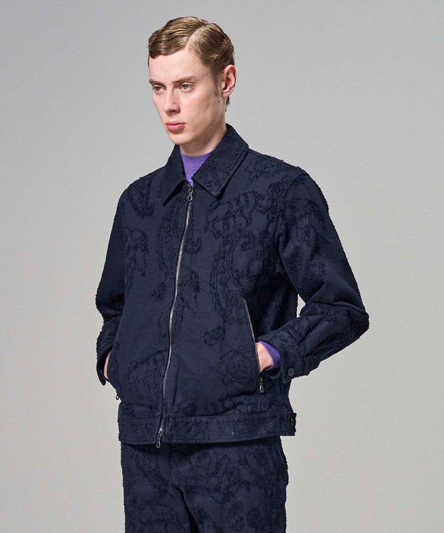 JOSEPH HOMME 【HIGH GRADE LINE】ワラカットエンブロイダリー　ジップアップブルゾン ネイビー系5