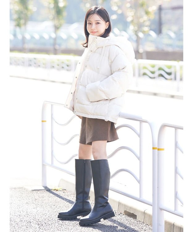 earth music&ecology フーディー中綿ブルゾン Ivory