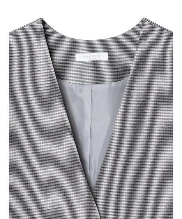 Green Parks きれいシルエット千鳥柄ジレ Hounds Tooth