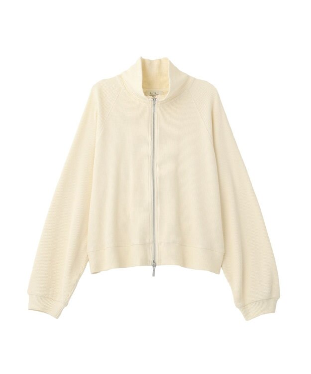 earth music&ecology 【予約】【綿100％】ダブルジップワッフルカーディガン アイボリー