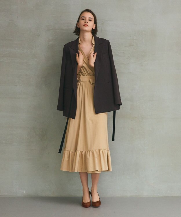 GRACE CONTINENTAL カシュクールシャツワンピース ベージュ