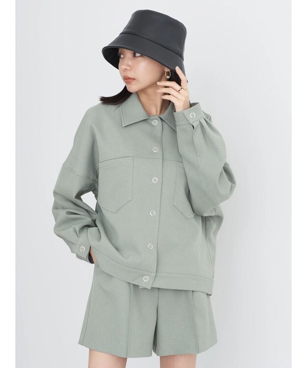 earth music&ecology ショート丈カバーオール Khaki