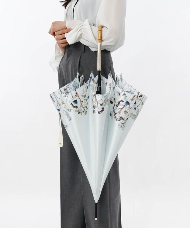 AURORA 【 JILL STUART（ジル スチュアート）】ボタニカルプリント雨傘(長傘) ペールブルー