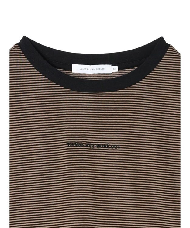 AMERICAN HOLIC 刺繍ロゴボーダープルオーバー Mocha