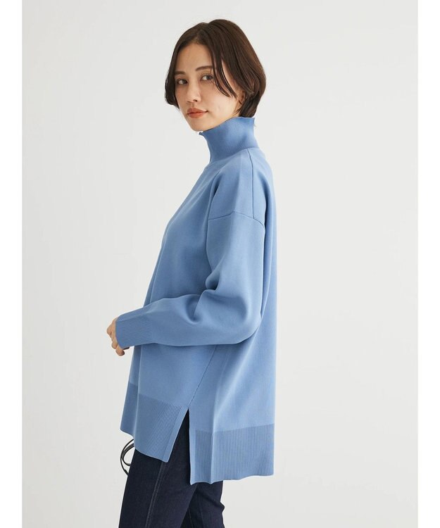 Green Parks かるい　ニットチュニック Sax