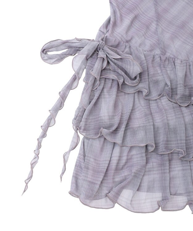 earth music&ecology フロントリボンチェックミニキャミワンピース Check Gray