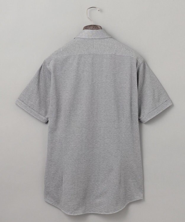 GOTAIRIKU 【吸汗速乾】クールマックス鹿の子 半袖ビズシャツ_ボタンダウン ライトグレー系