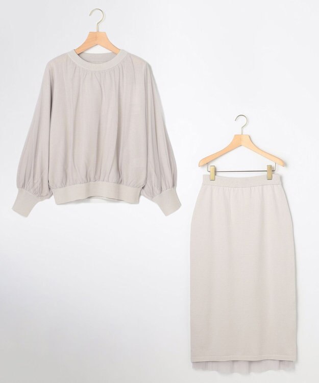 組曲 S 【WEB限定】チュールニット×リバーシブルスカート セット ライトグレー系