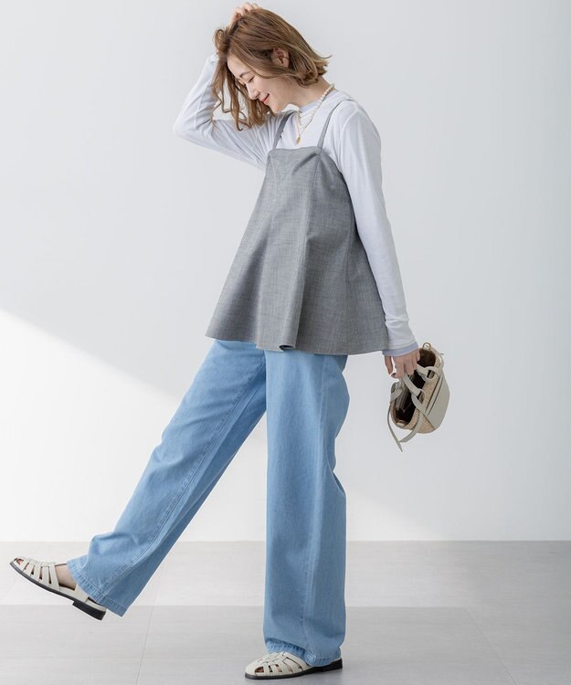 23区 S 【GLOW5月号掲載/洗える】ライトダンガリー ワイドパンツ ライトインディゴ