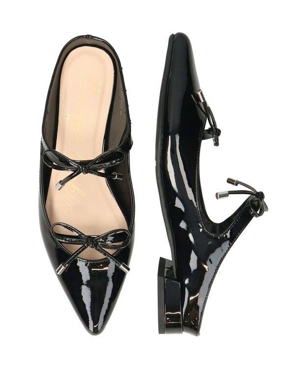 Bridget Birkin 【Bridget Birkin】ダブルリボンミュール ブラックエナメル