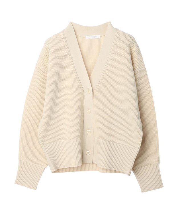 Green Parks スポンディシュ畦編みショート丈カーディガン Cream