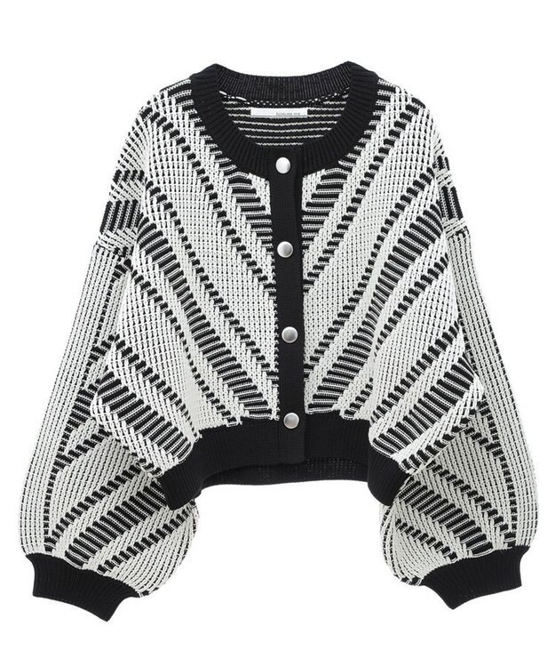 Green Parks ・ＥＬＥＮＣＡＲＥ　ＤＵＥ　ジャカードカーディガン Off White