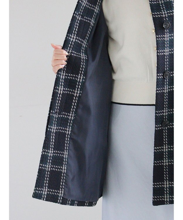 Te chichi ロービングチェックミドルコート《2025winter catalog item》 ネイビー