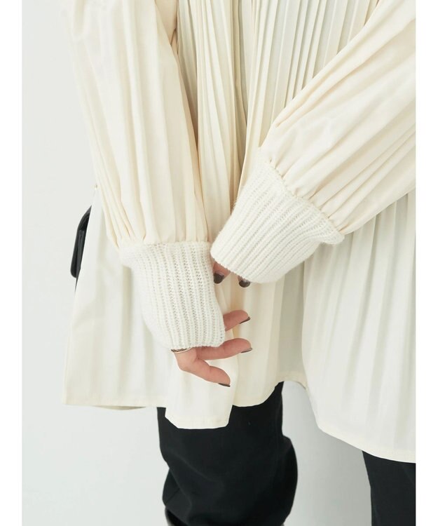 earth music&ecology プリーツフレアニットチュニック Ivory