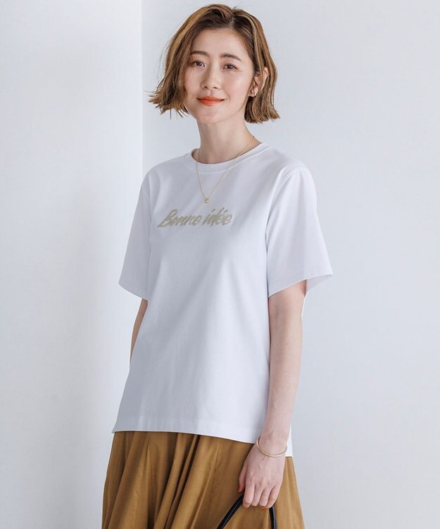 23区 【~6/28まで受注生産】カスタマイズ スパンコール刺繍 半袖 Tシャツ ホワイト×ゴールド