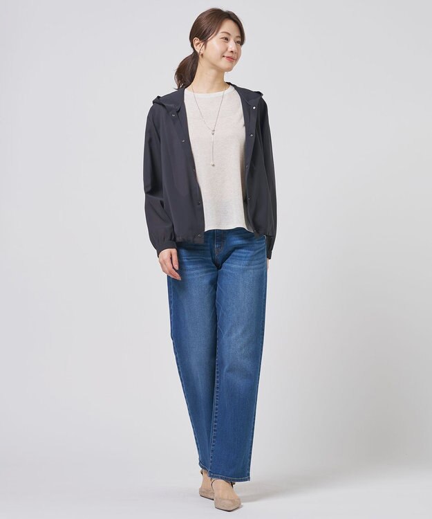 J.PRESS LADIES S RELAXION Sheer ボイル フーデッド ジャケット ネイビー系